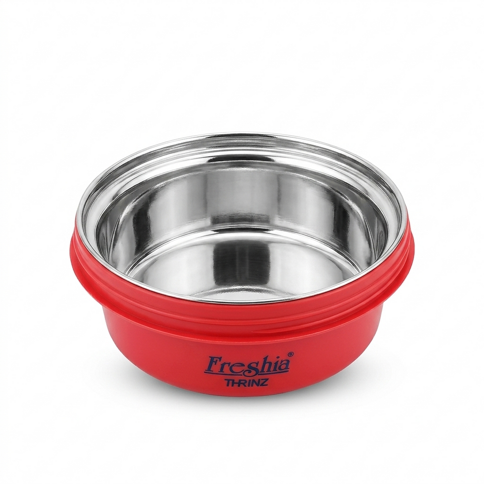 Thumbnail: Freshia Stainless Steel 350 Food Storage Container with Green Plastic Lid – Leak