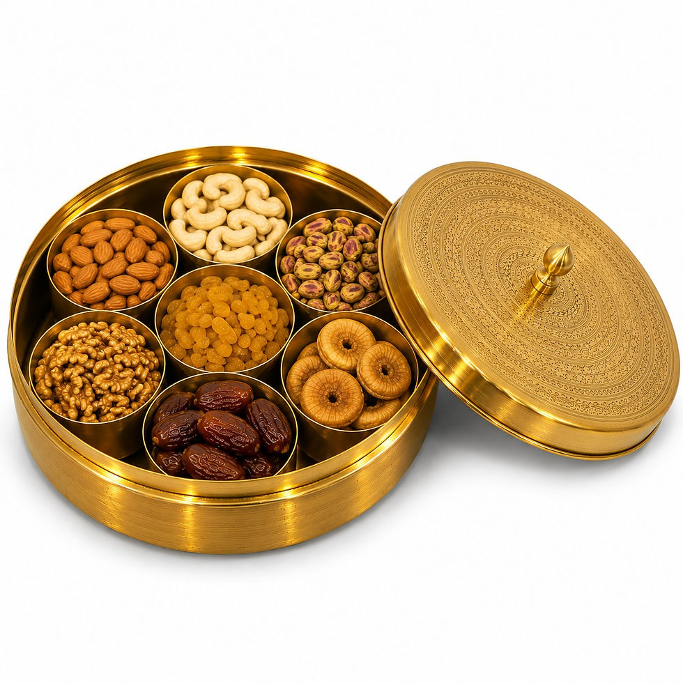 Thumbnail: Premium Gold PVD Coated Stainless Steel Multi Compartment Storage Box with 7 Con