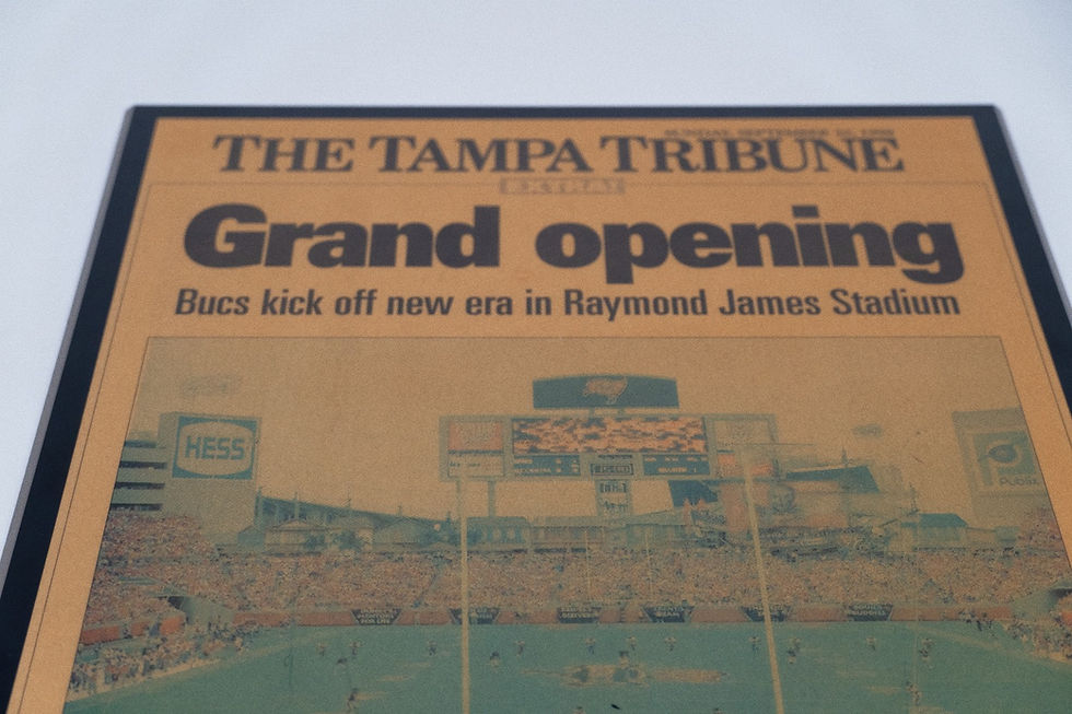 Thumbnail: RARE Raymond James Stadium Opening Day Newspaper on Wood Plaque