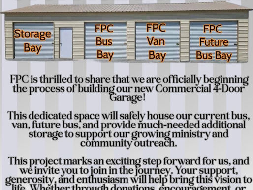 FPC is thrilled about the process of constructing our new storage building. Check out the flyer below.