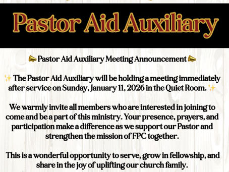 Pastor Aid Annoncement,See Below