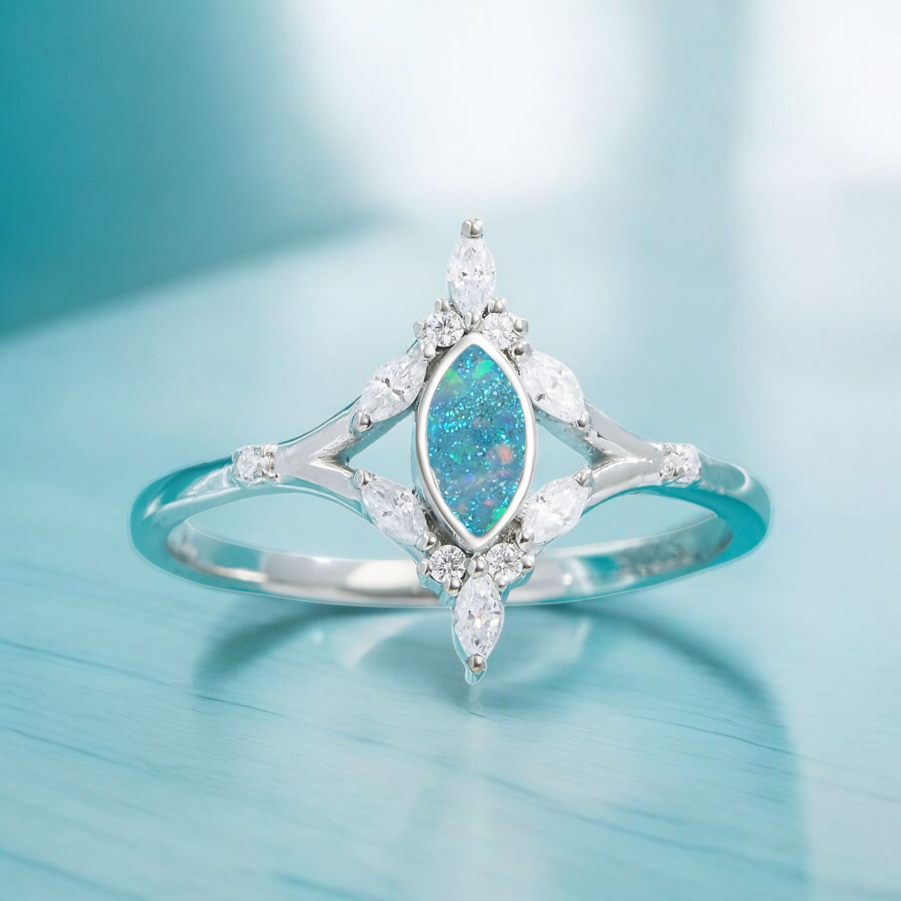 shimmer light blue ashes breastmilk ring memorial cremation