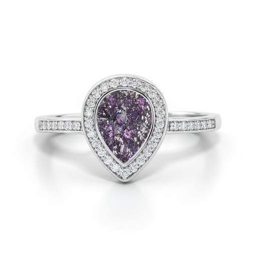 sterling silver halo pear shaped ring for ashes and breastmilk australia