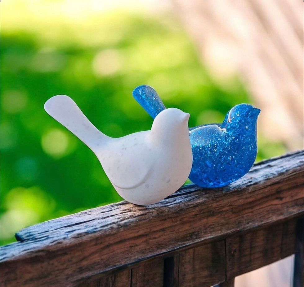 bird urn for memorial cremation ashes, hair, fur in stone and resin