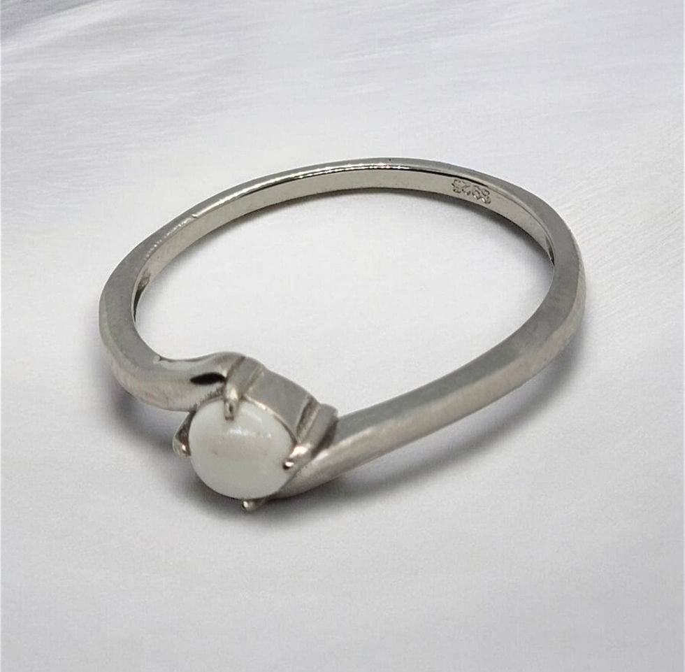 Thumbnail: white gold 14K 18K breastmilk round ring stone prongs