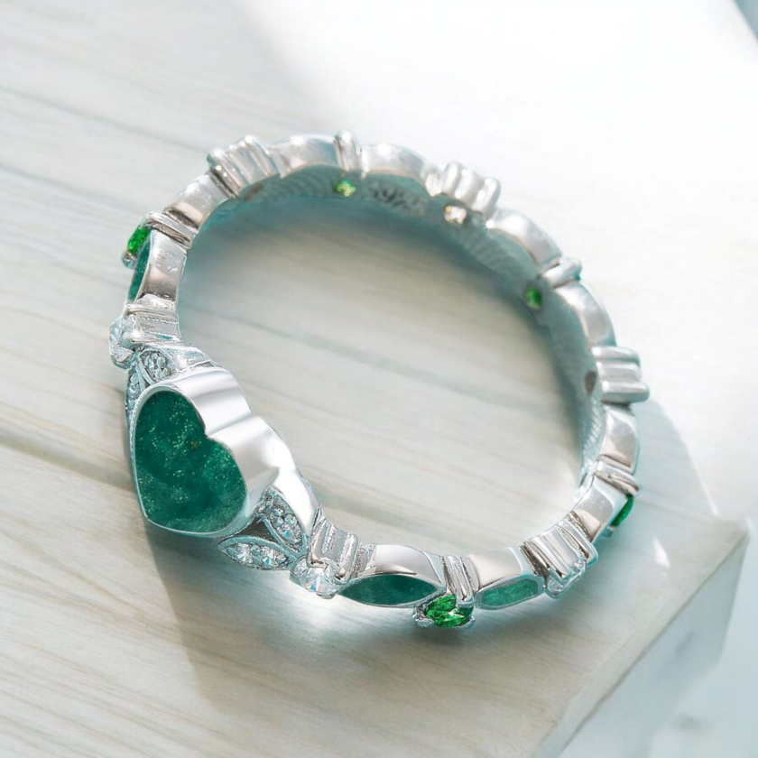 Thumbnail: green stone with green birthstones breastmilk keepsake ashes