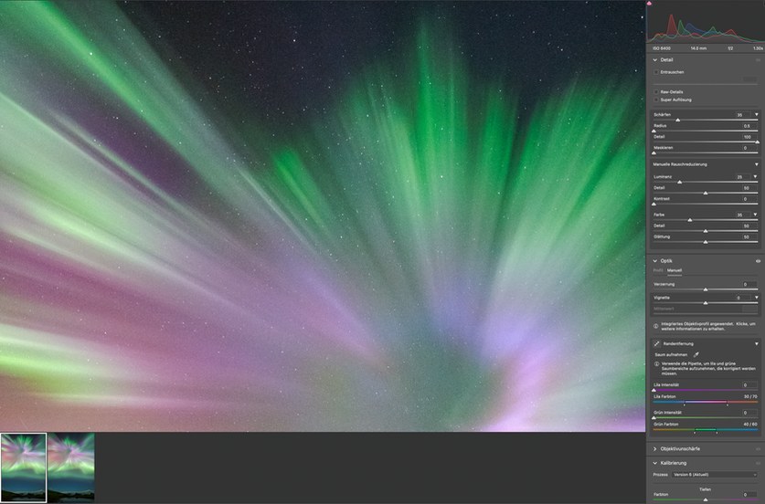Nordlichter bei ISO 6400
