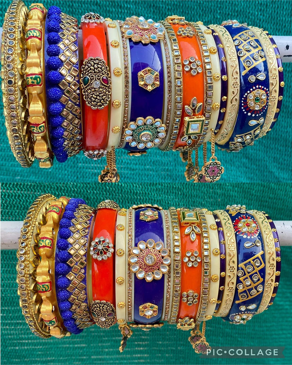 Thumbnail: Golden Glow Chura Bangle Set  wedding bridal churi kundan bracelet