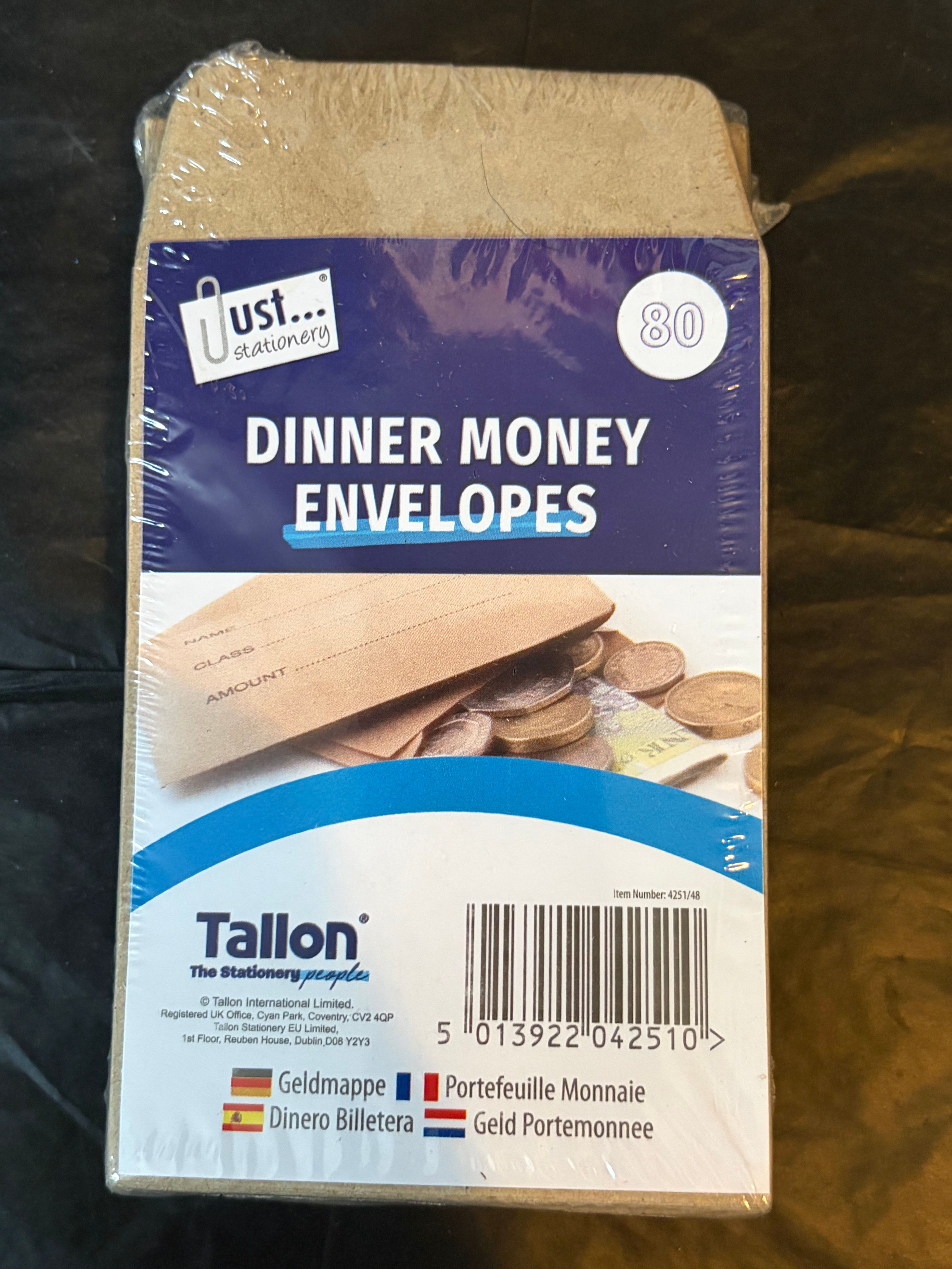 Dinner money envelopes x 80