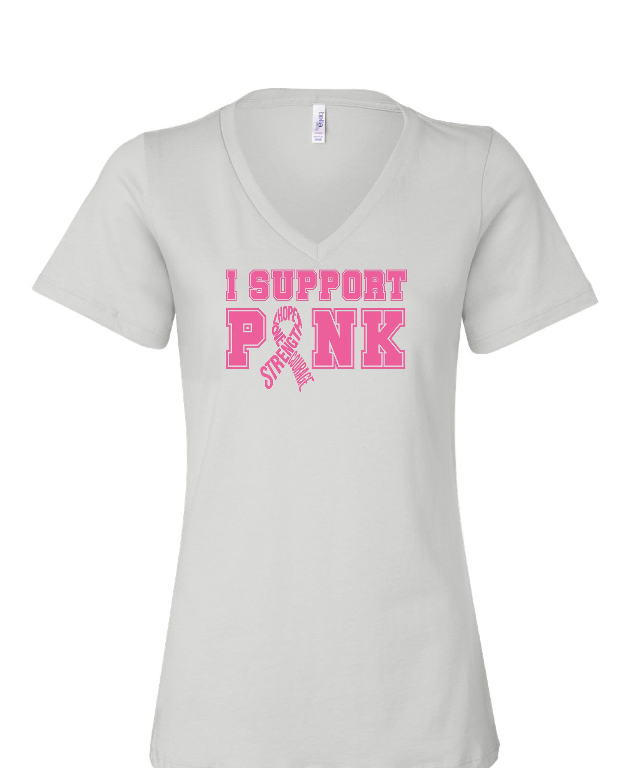 I Support Pink V-neck White