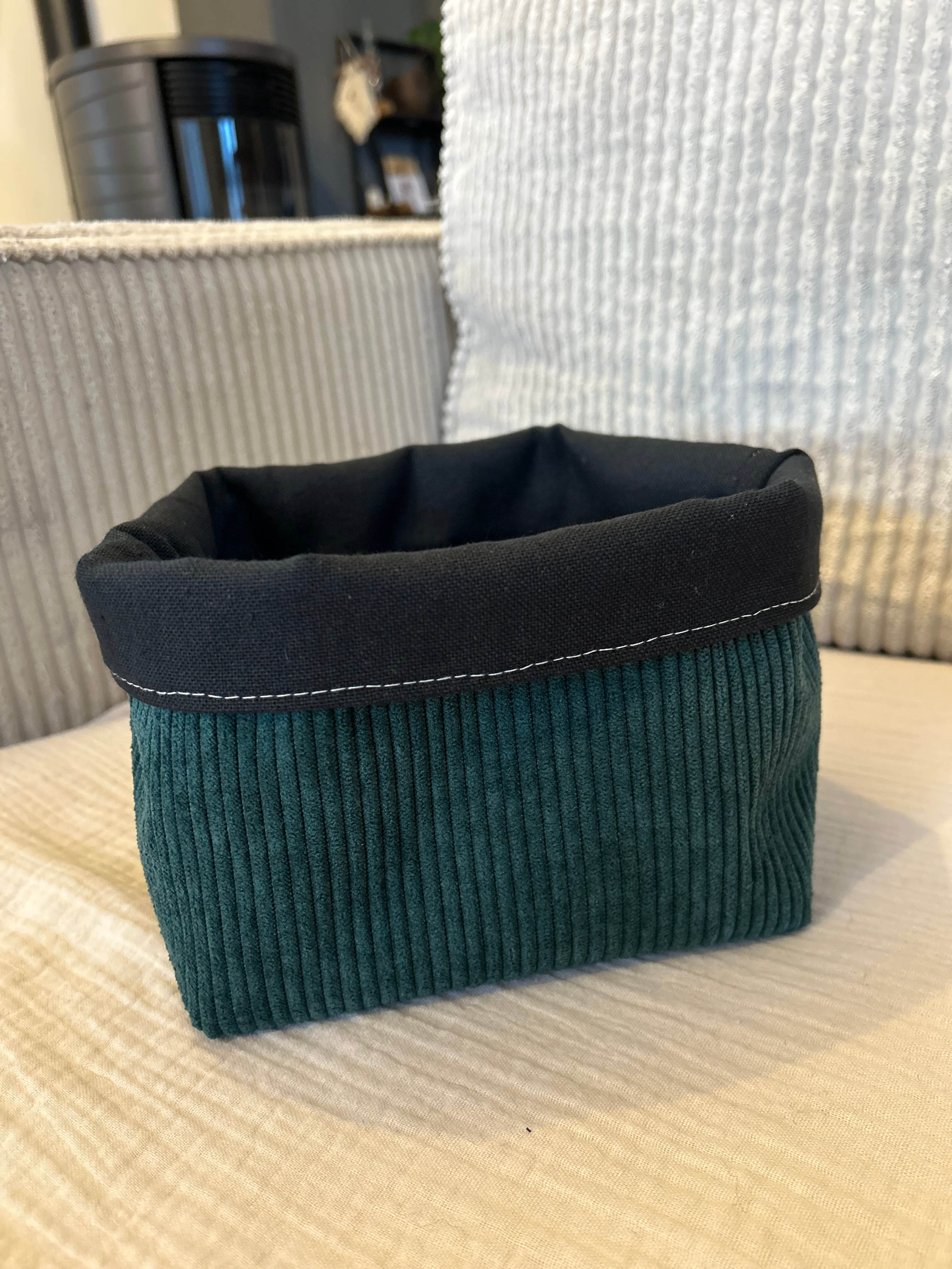 Panière "velours vert sapin"