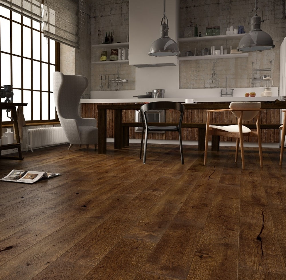 Holt Wykeham brown matt lacquered 14mm 180mm click planks 2.77m2 per pack