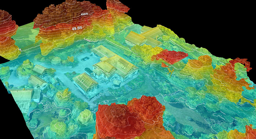 Aerial photo showing elevation models