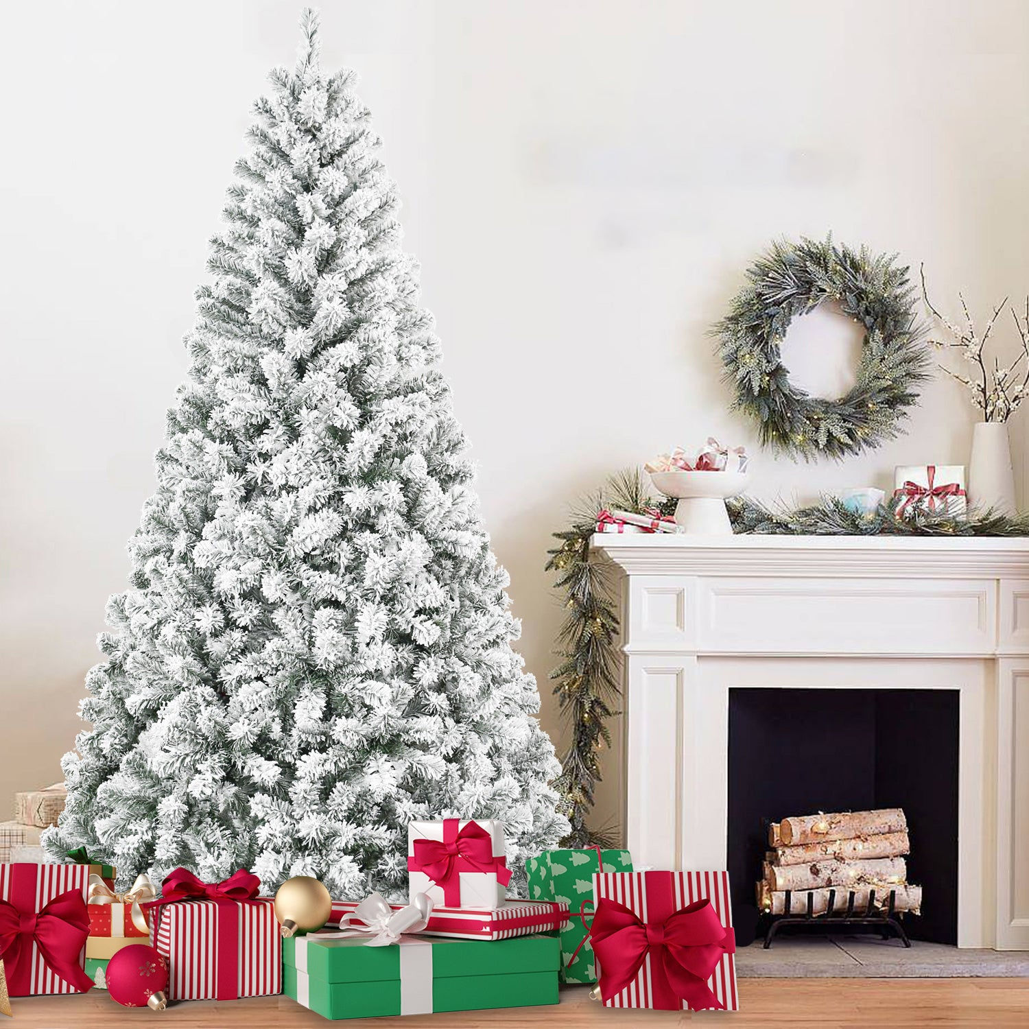 4FT Flocked Christmas Tree – Snowy PVC Artificial Holiday Tree