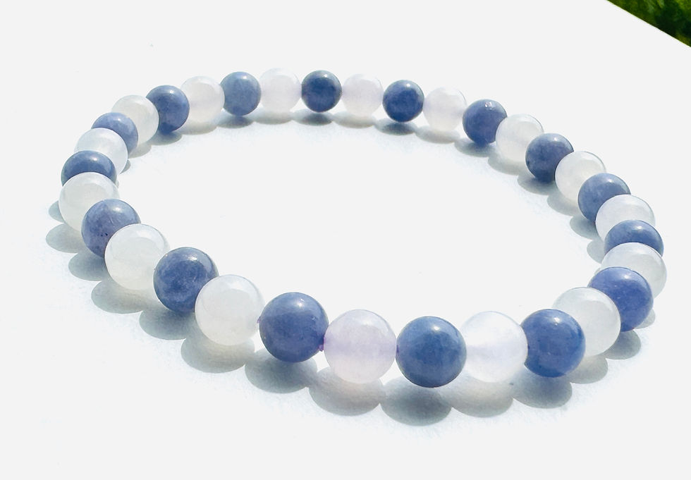 Thumbnail: Icy white natural jade separated by Tanzanite Bracelet