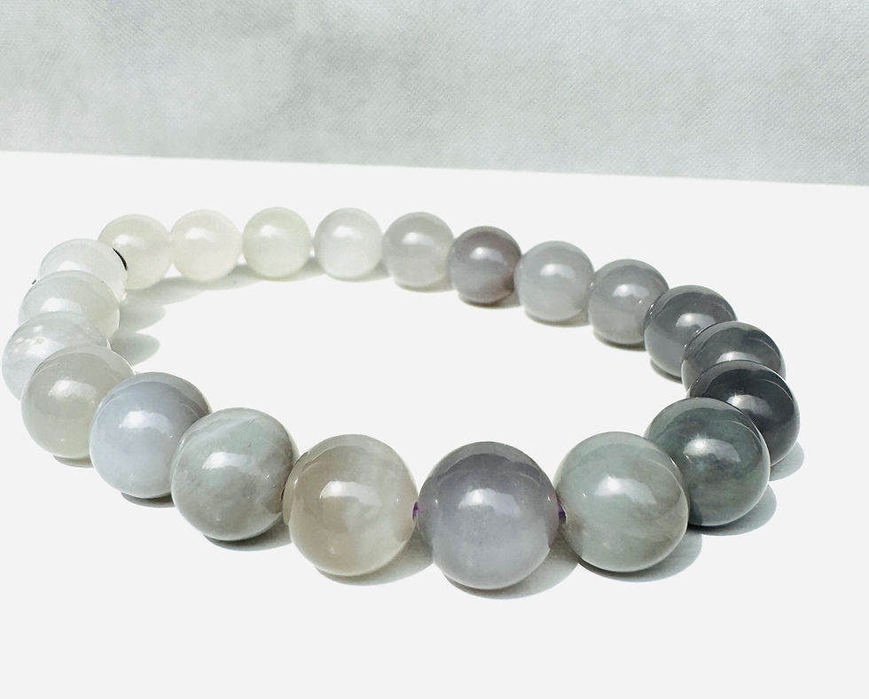 Thumbnail: Natural White Purple Grey Nephrite Jade Bracelet Gradient