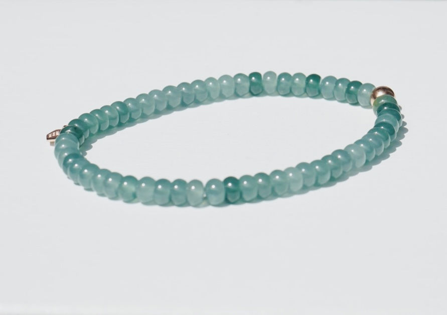 Thumbnail: Natural Jedite Ocean Blue Jade with abacus shape Bracelets separated by 9K