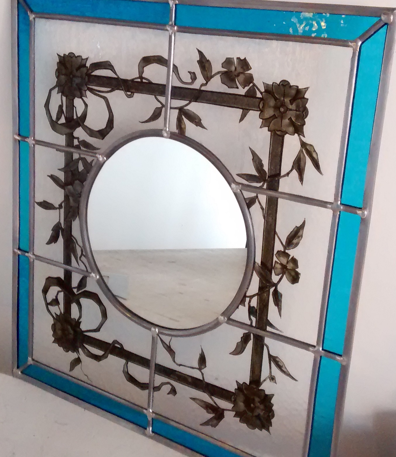 Miroir vitrail ancien