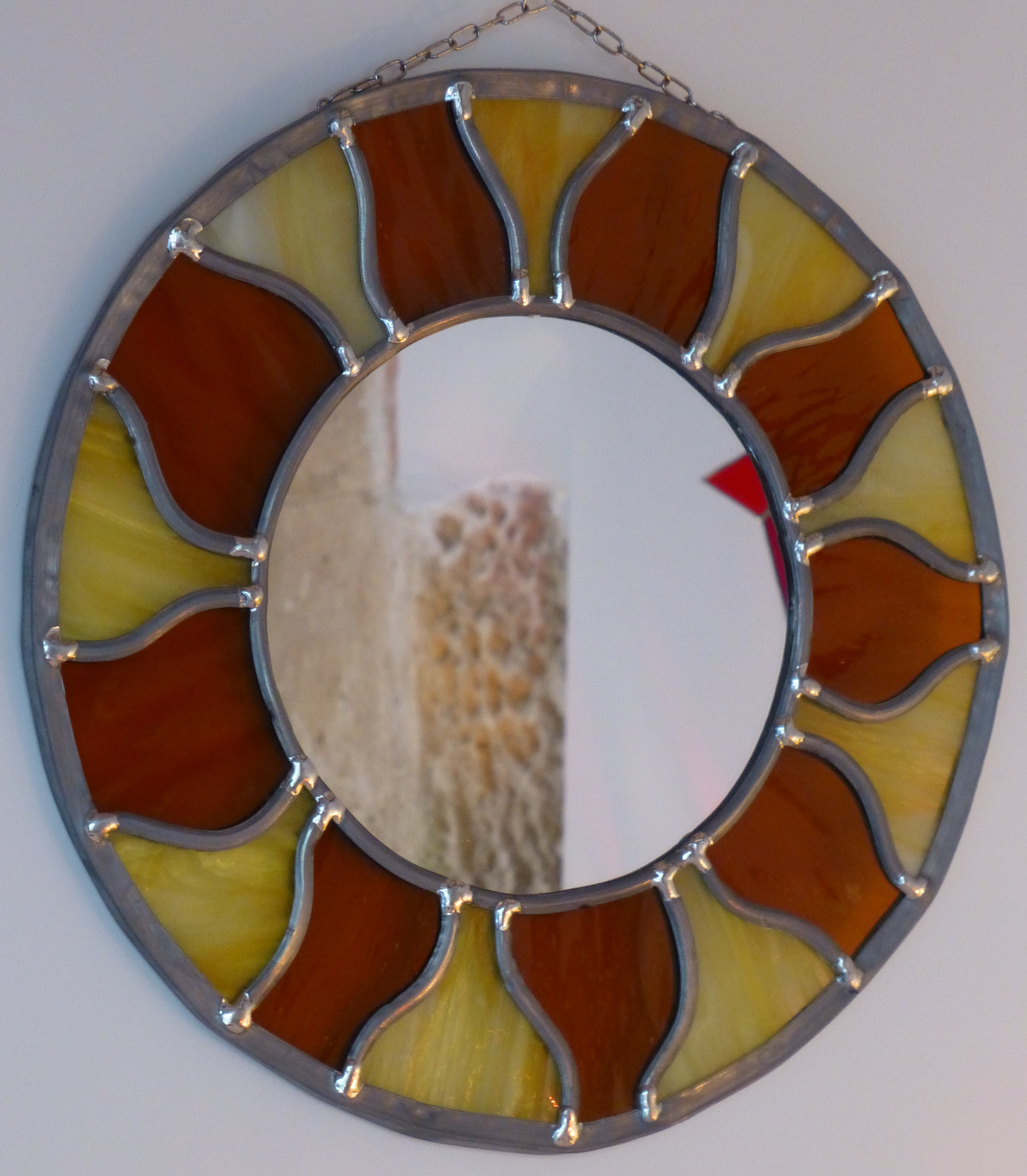 Miroir vitrail rond Soleil