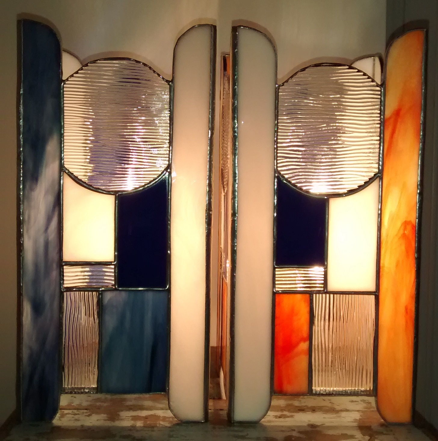 Lampes vitrail Mer au couchant