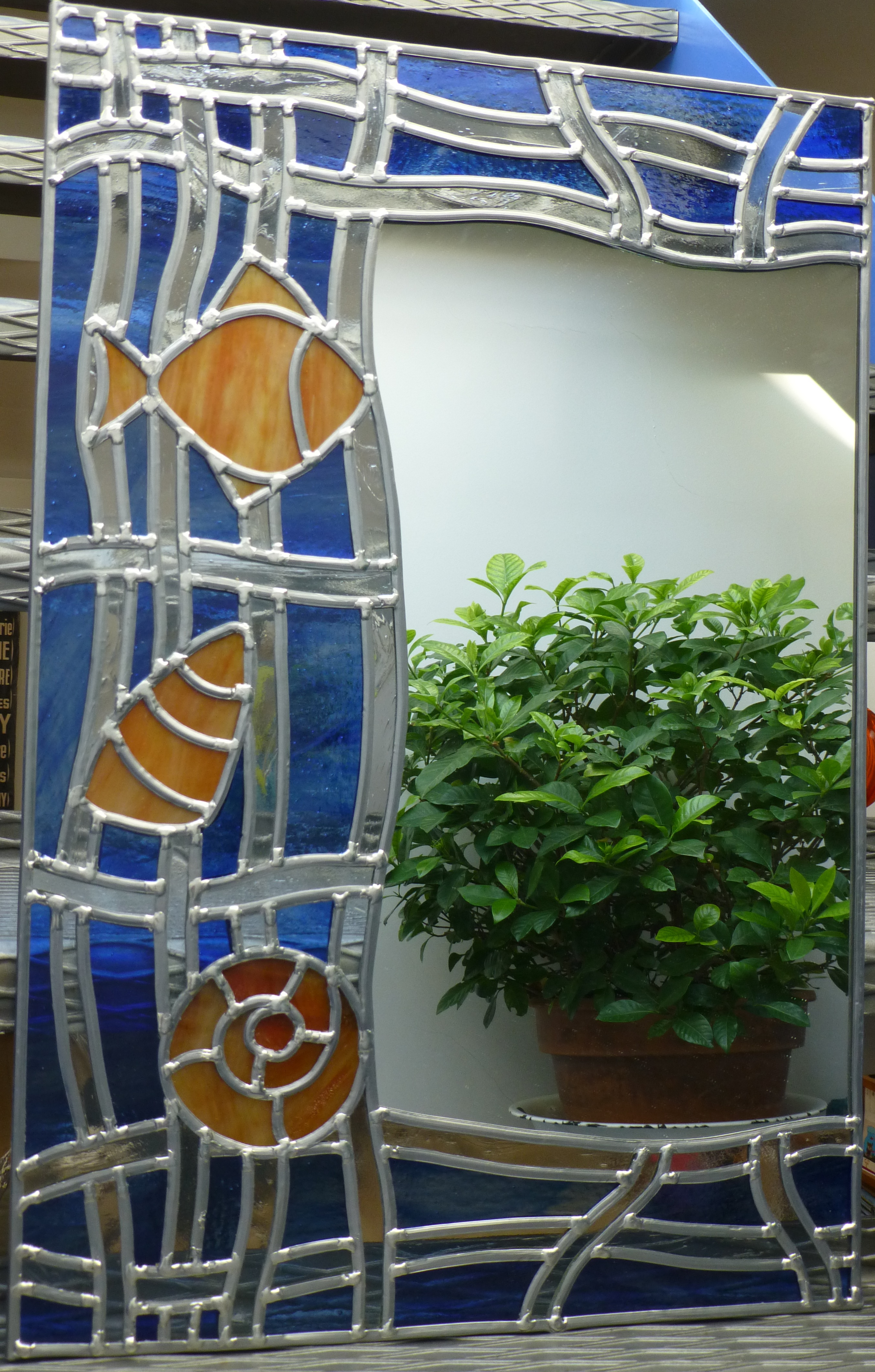 Miroir vitrail Aquatique