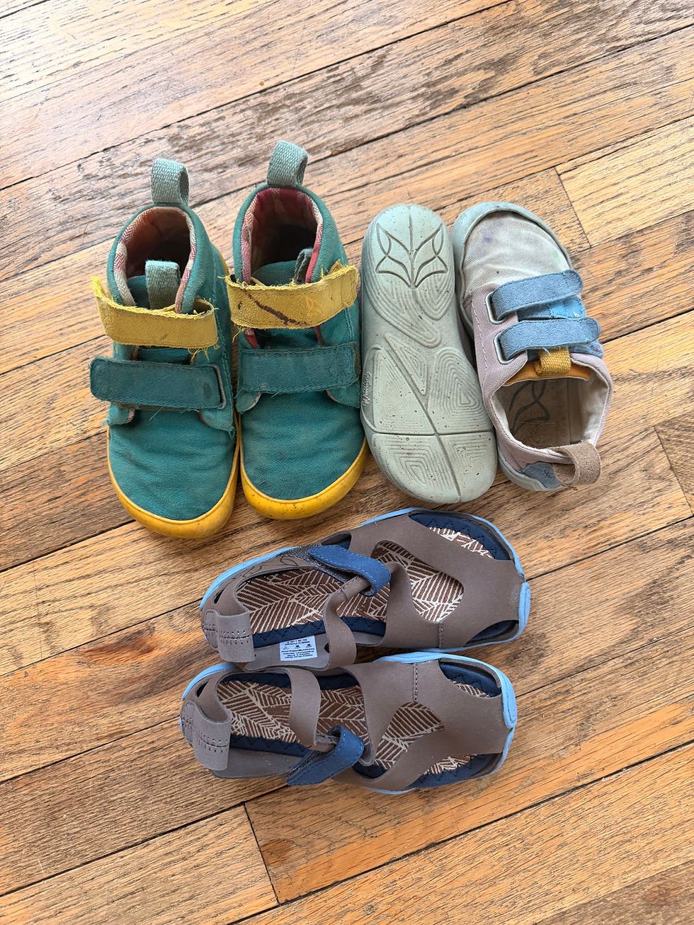 collection of childs barefoot shoes