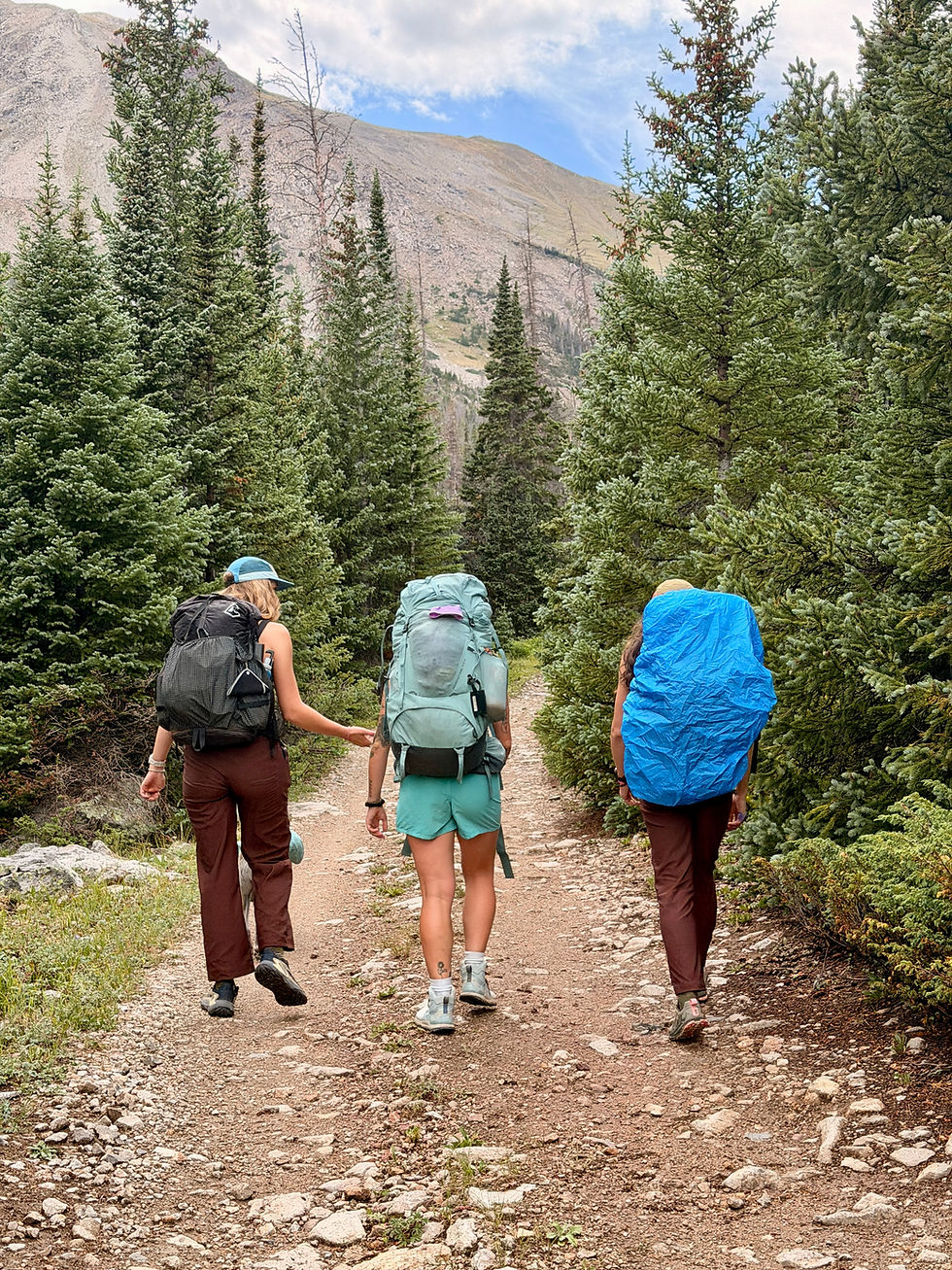 Three women backpacking in Colorado