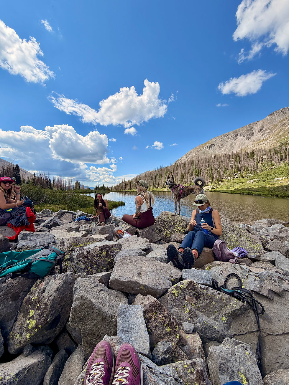 Group of women having a picnic at Boss Lake