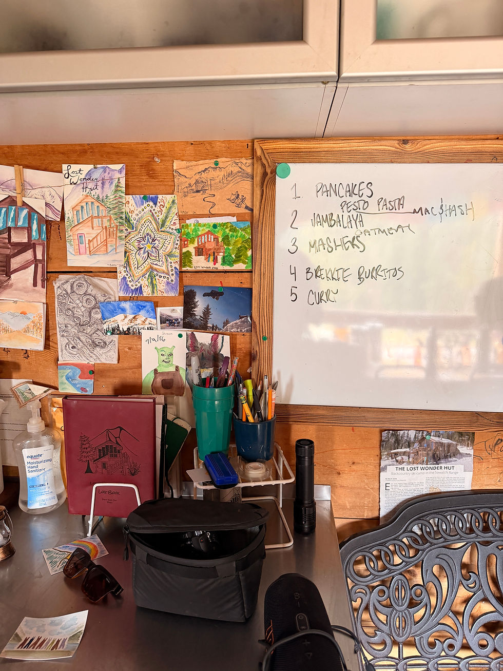 Artwork from past guests at Lost Wonder Hut