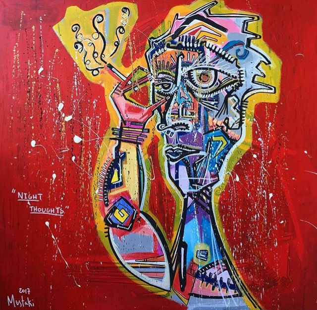 Night Thoughts, acrylique sur toile, 100x100 cm