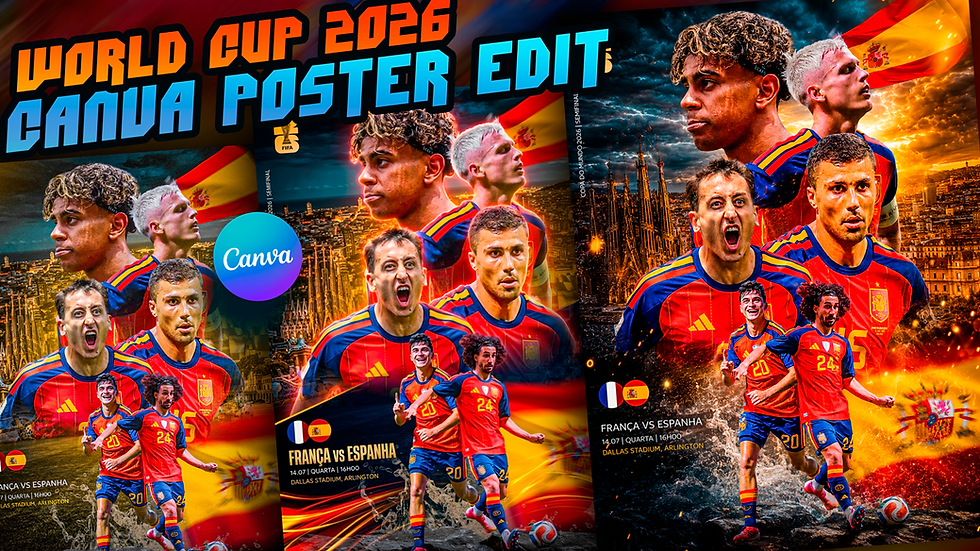 1894 - Como Fazer Flyer Épico no Canva Grátis - Espanha Copa do Mundo 2026 + Imagens - SEMIFINAL VS FRANÇA
