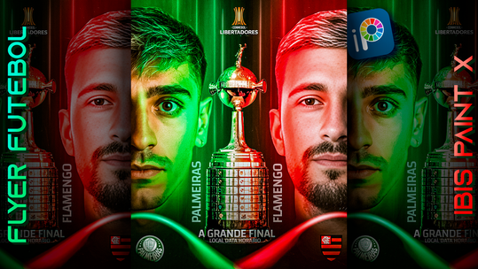 1735 - Como Fazer Flyer de Futebol no IBIS PAINT + Efeito de Luz na Foto do Jogador 🔥