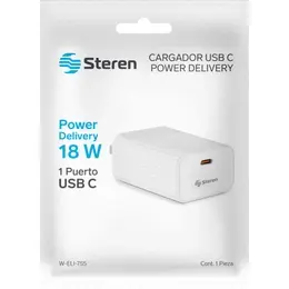 STEREN CARGADOR DE PARED USB TIPO C 18W SKU W-ELI-755