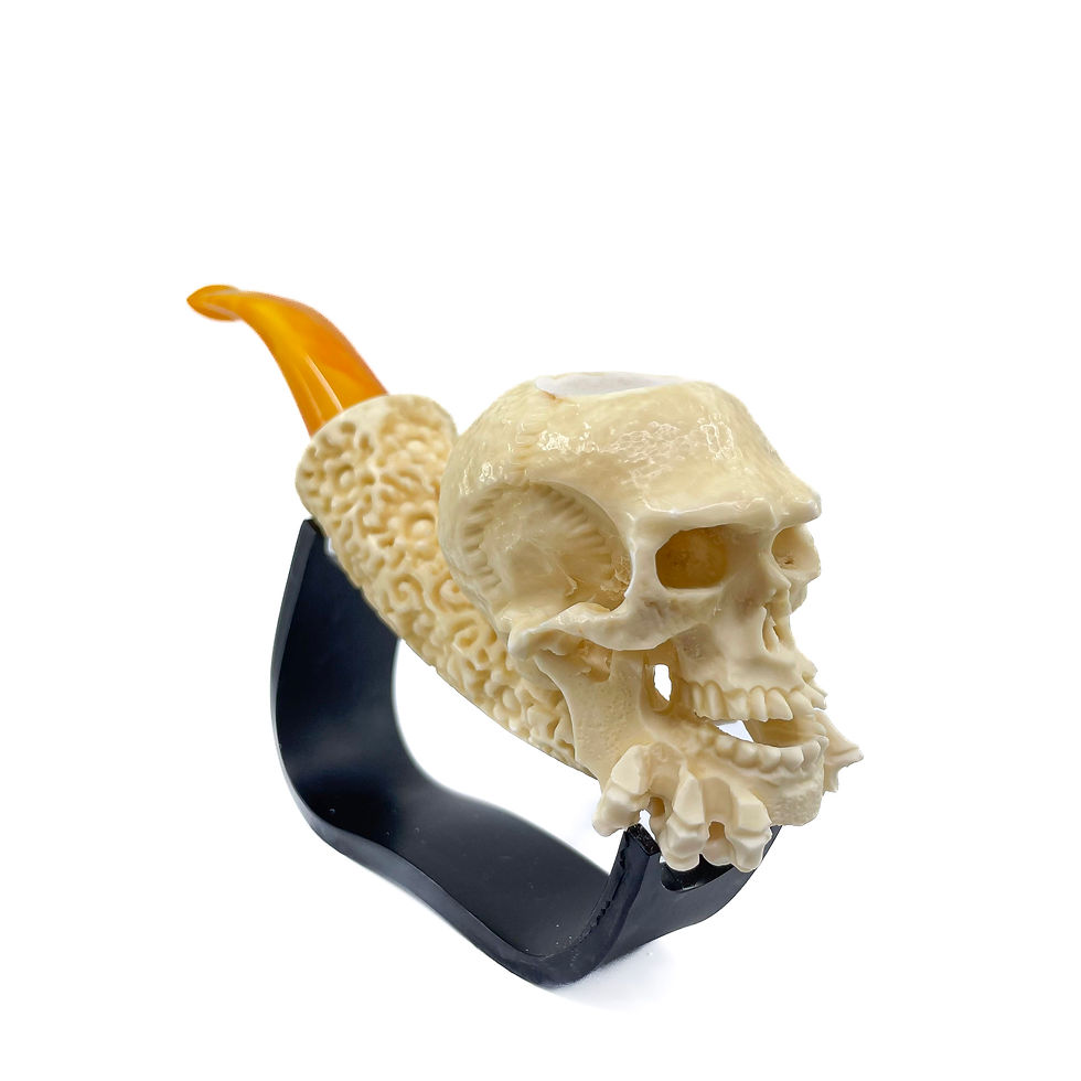 Thumbnail: S.Yanik Meerschaum Pipe BoneHand Skull Smoking Pipe