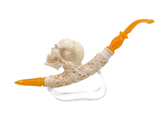 Churchwarden Skull Smoking Pipe | Yanik Meerschaum