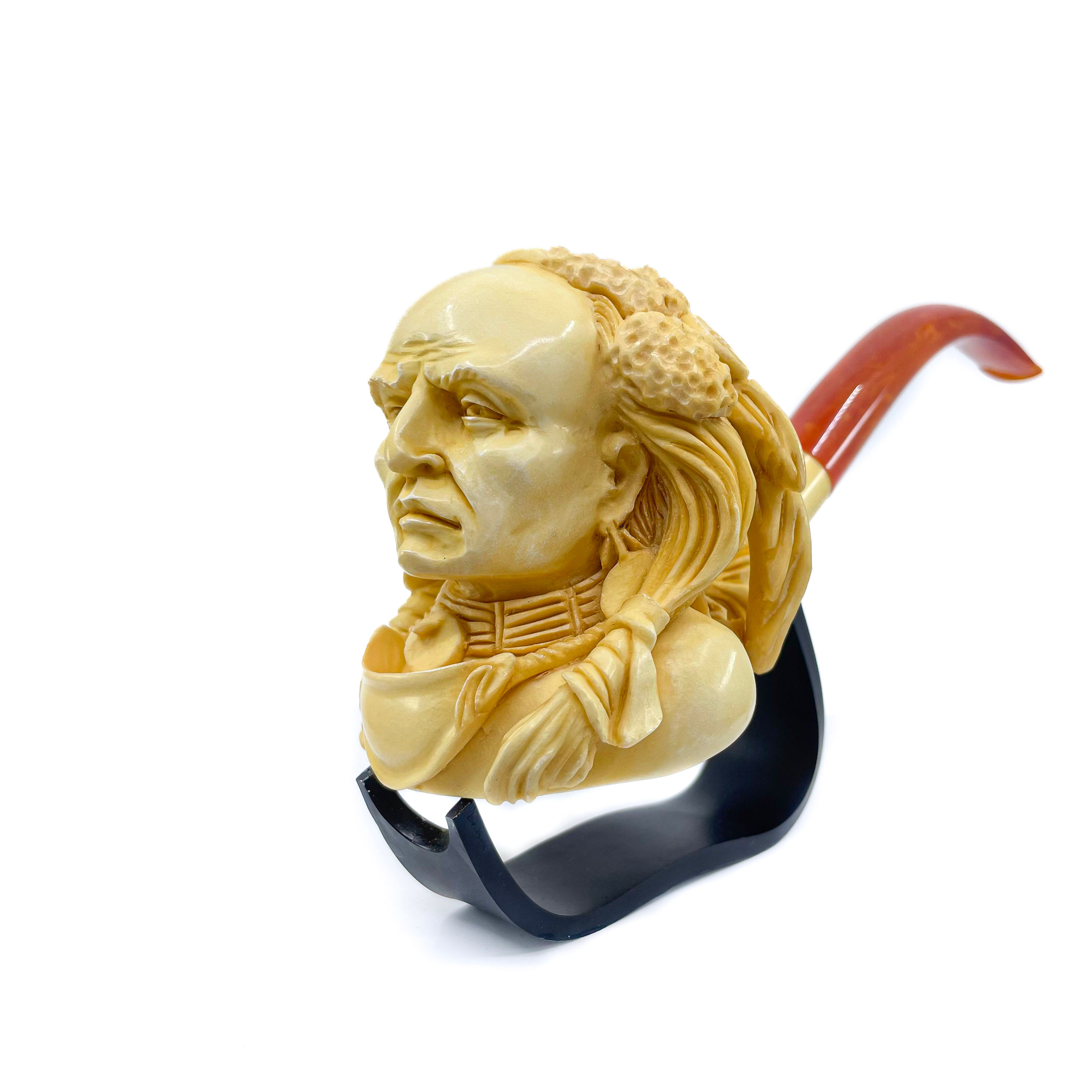 Native American Indian Chief Smoking Pipe