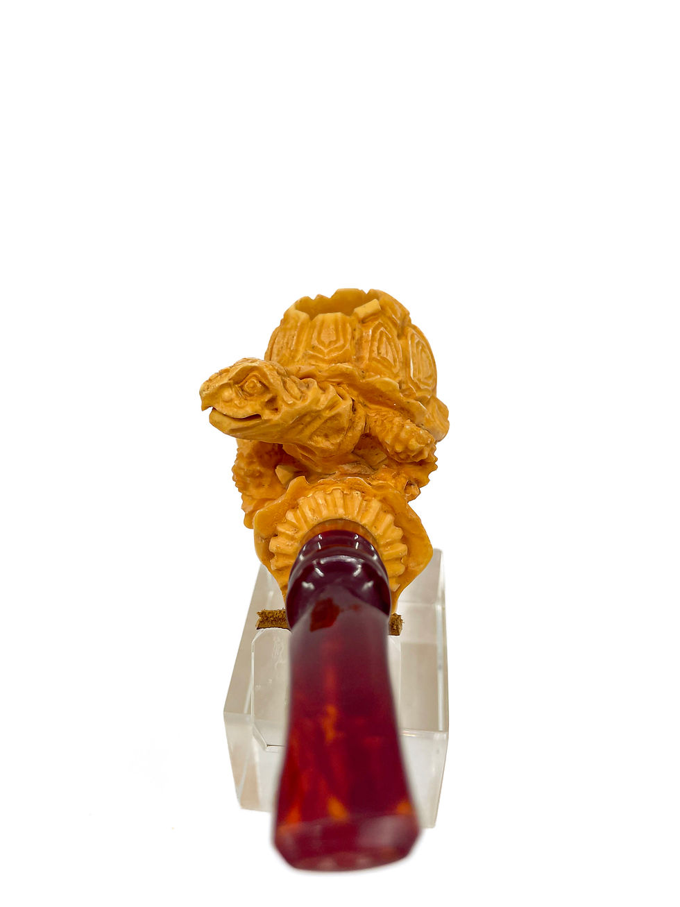 Thumbnail: S. Yanik Meerschaum Pipe Hand Carved Tortoise in Hand Smoking Pipe