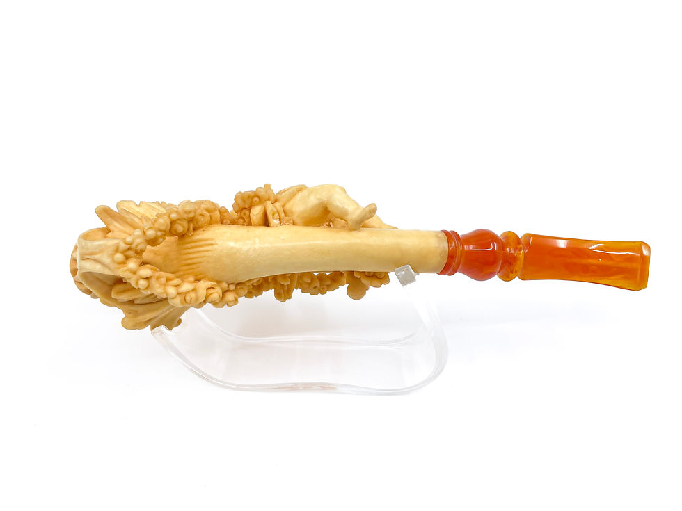 Thumbnail: S. Yanik Meerschaum Pipe Hand Carved Cupid Smoking Pipe