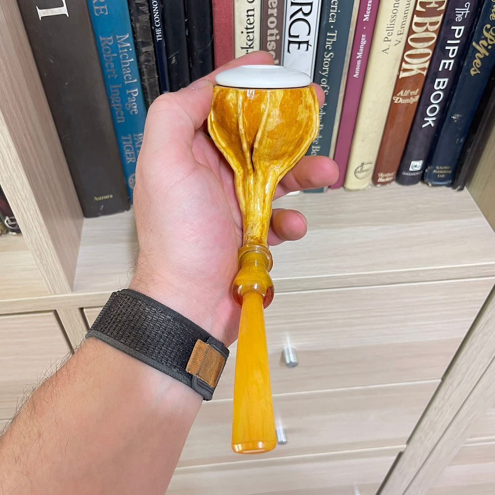 Thumbnail: Gourd Calabash Pipe, Hand Carved Bowl, Natural Gourd Body
