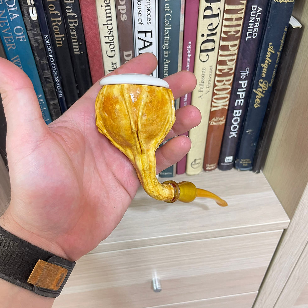 Thumbnail: Gourd Calabash Pipe, Hand Carved Bowl, Natural Gourd Body