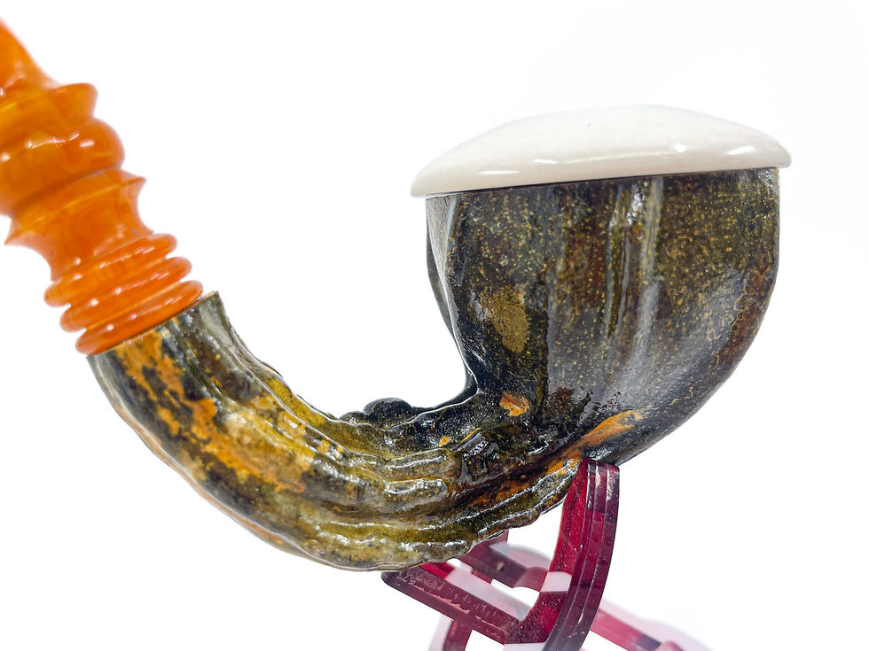 Thumbnail: S.Yanik Meerschaum Pipe Gourd Calabash Pipe Hand Carved Bowl, Natural Gourd Body
