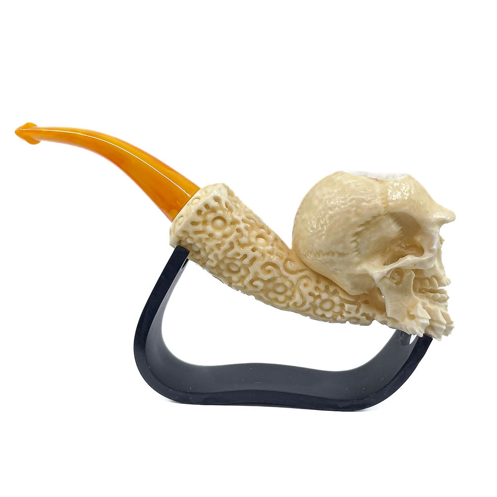 Thumbnail: S.Yanik Meerschaum Pipe BoneHand Skull Smoking Pipe