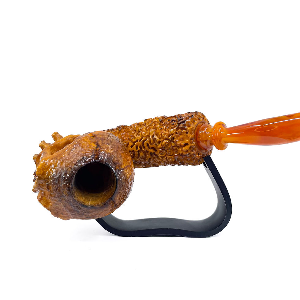 Thumbnail: Calcine Color  Bone Hand Holding Skull Smoking Pipe
