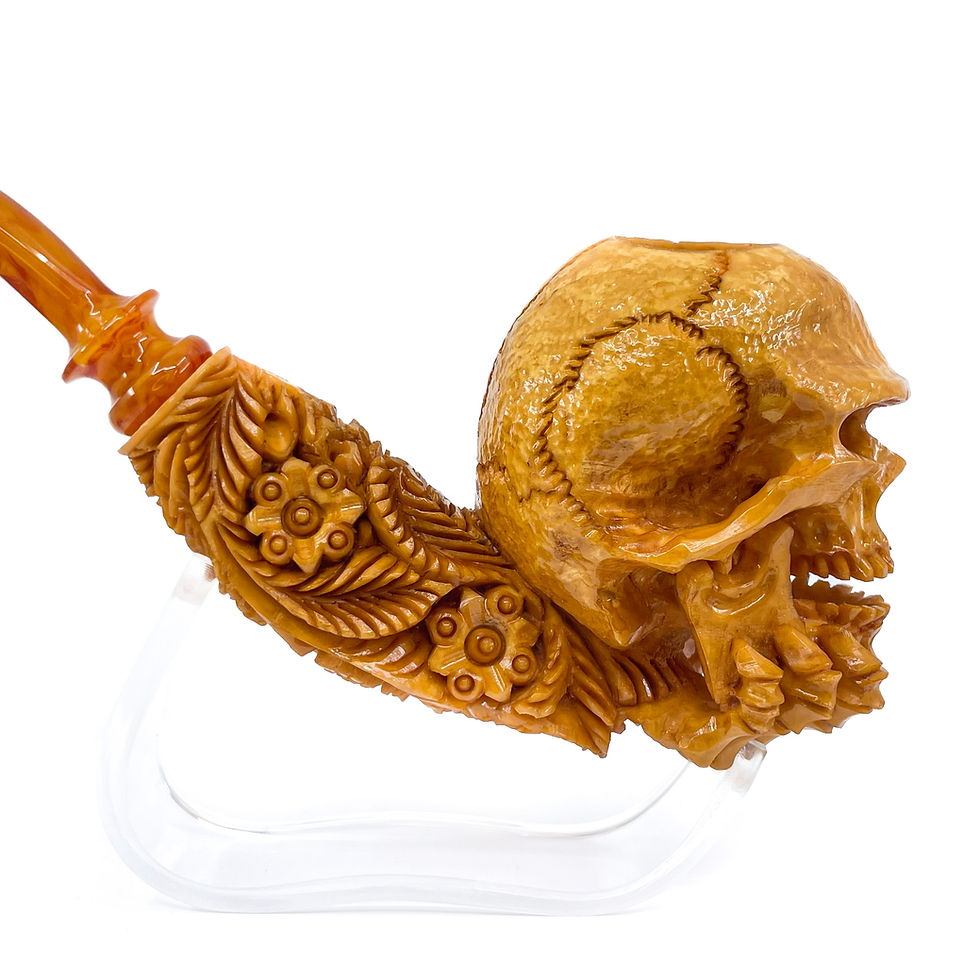 Thumbnail: S. Yanik Meerschaum Pipe – Hand-Carved Skull Design Smoking Pipe – Model 4578