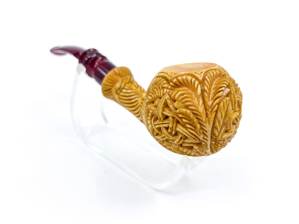 縮圖：S.Yanik Meerschaum Pipe Ornate Brandy Smoking Pipe, Hand Carved Tobacco Pipe