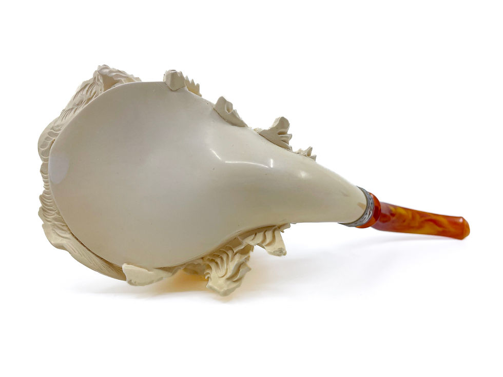 縮圖：S. Yanik Meerschaum Pipe, Hand Carved Queen African Head Museum Quality, Case