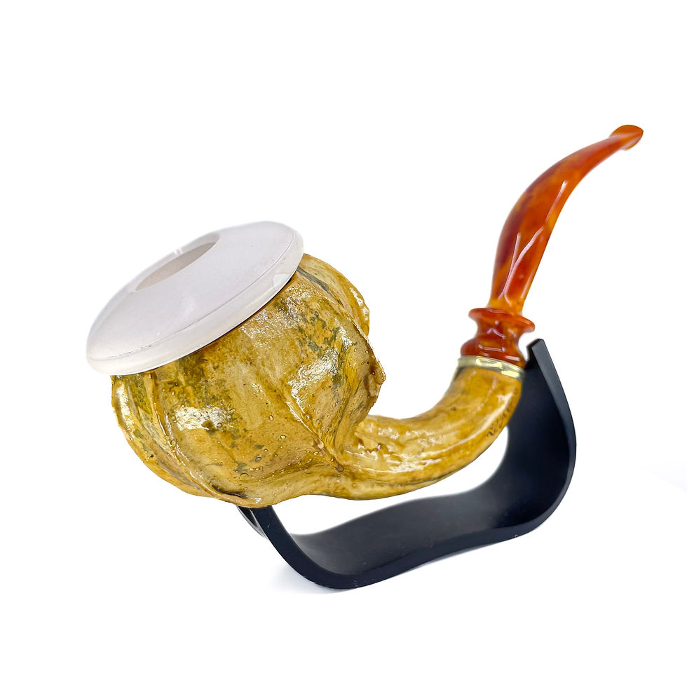 Thumbnail: Gourd Calabash Pipe, Hand Carved Bowl, Natural Gourd Body