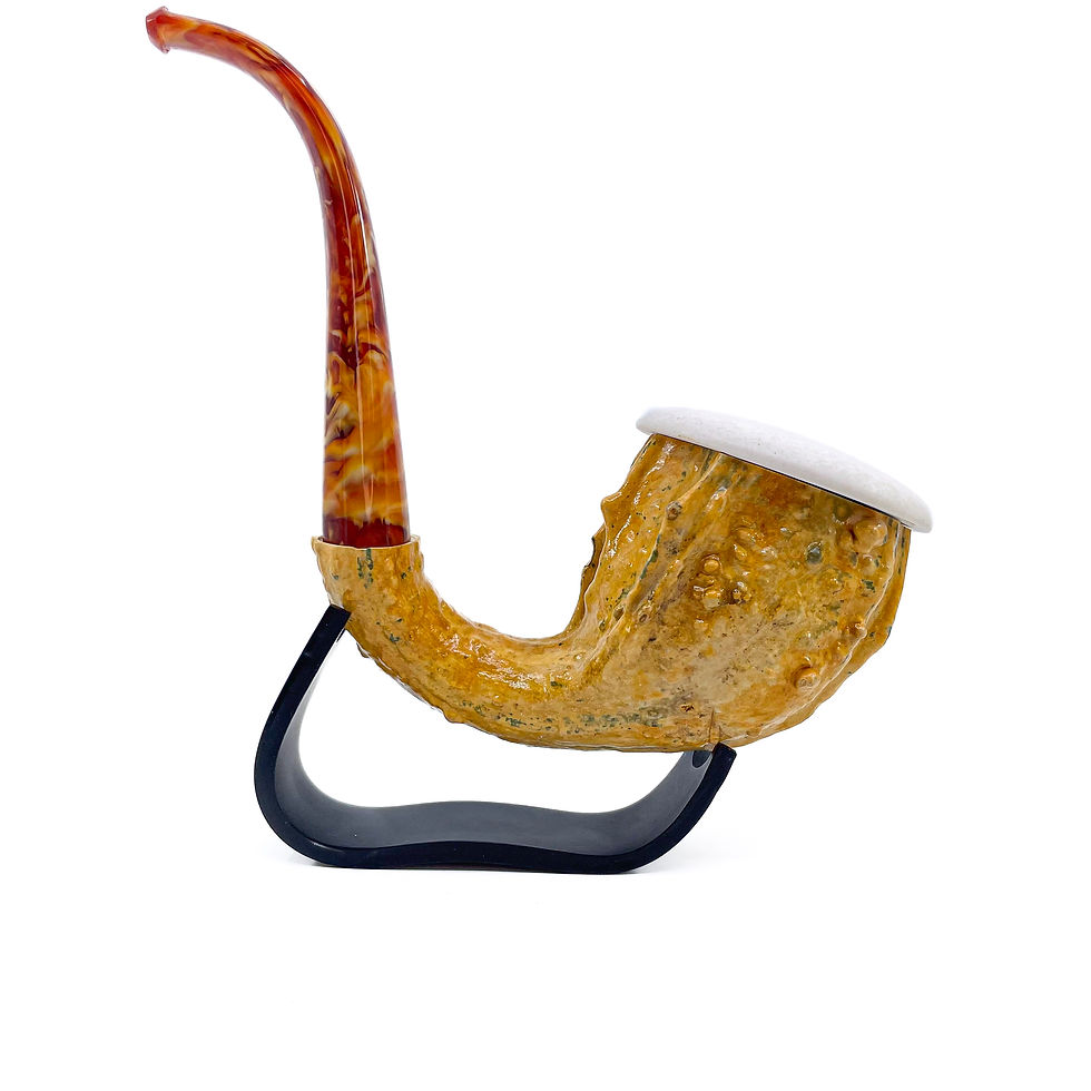 Thumbnail: Calabash Pipe, Hand Carved Bowl, Natural Gourd Body
