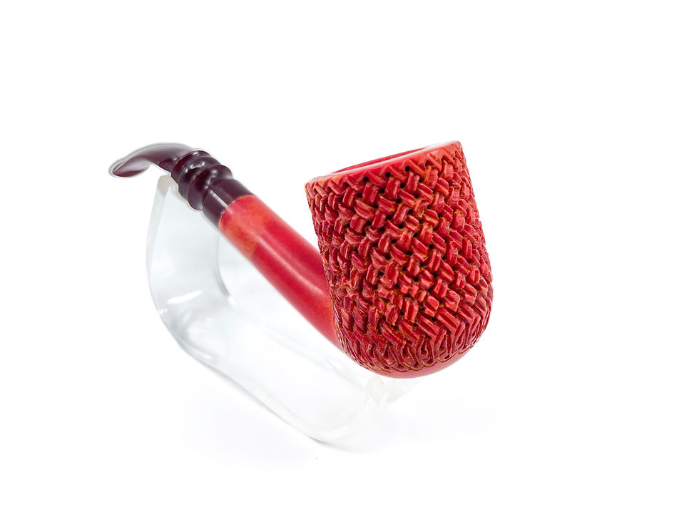 Thumbnail: S.Yanik Meerschaum Pipe Billiard with Knot Ornament Smoking Pipe Ox Blood Color