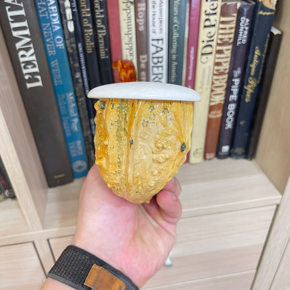 Thumbnail: Calabash Pipe, Hand Carved Bowl, Natural Gourd Body